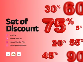 Discount Red Balloon 3D Icon Pack