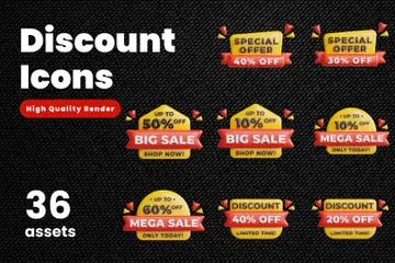 Discount, Sale & Offer 3D Icon Pack