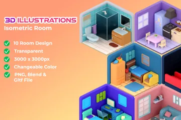 Diseño de habitaciones Paquete de Illustration 3D