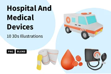 Dispositivos hospitalares e médicos Pacote de Icon 3D