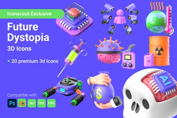 Distopia Futura Pacote de Icon 3D