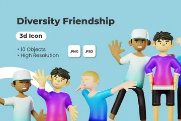 Amizade Diversidade Pacote de Illustration 3D