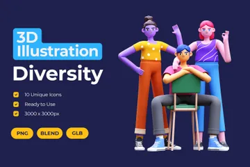 Diversity 3D Illustration Pack