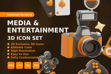 Médias et divertissement Pack 3D Icon