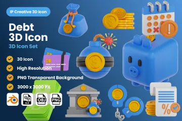 Dívida Pacote de Icon 3D