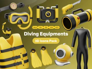 Diving Equipment 3D Icon Pack