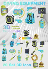 Diving Equipment 3D Icon Pack