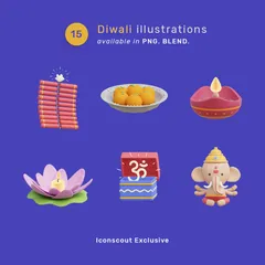 Diwali Paquete de Illustration 3D