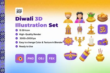 Diwali 3D Icon Pack