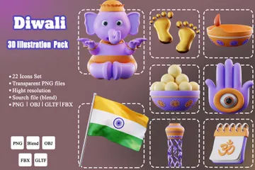 Diwali 3D Icon Pack