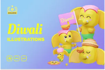 Diwali 3D Illustration Pack