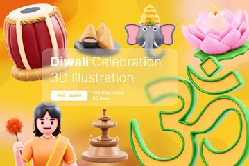 Diwali Celebration 3D Icon Pack