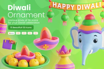 Ornement de Diwali Pack 3D Icon