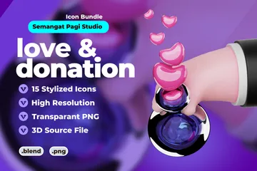 Amor e Doação Pacote de Icon 3D
