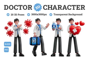 Doctor Character 3D Illustration Pack