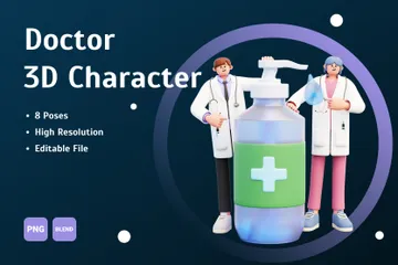 Personaje de pareja de doctores Paquete de Illustration 3D