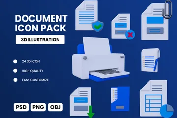 Document 3D Icon Pack