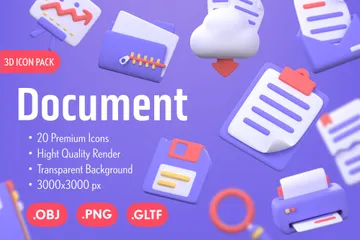 Document 3D Icon Pack