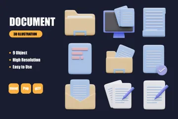 DOCUMENT 3D Icon Pack