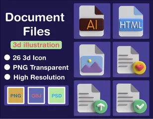 Document Files 3D Icon Pack