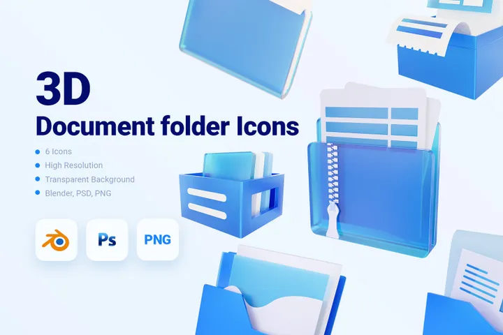 Document Folder 3D Icon Pack - 6 Free Download Files & Folders 3D Icons ...