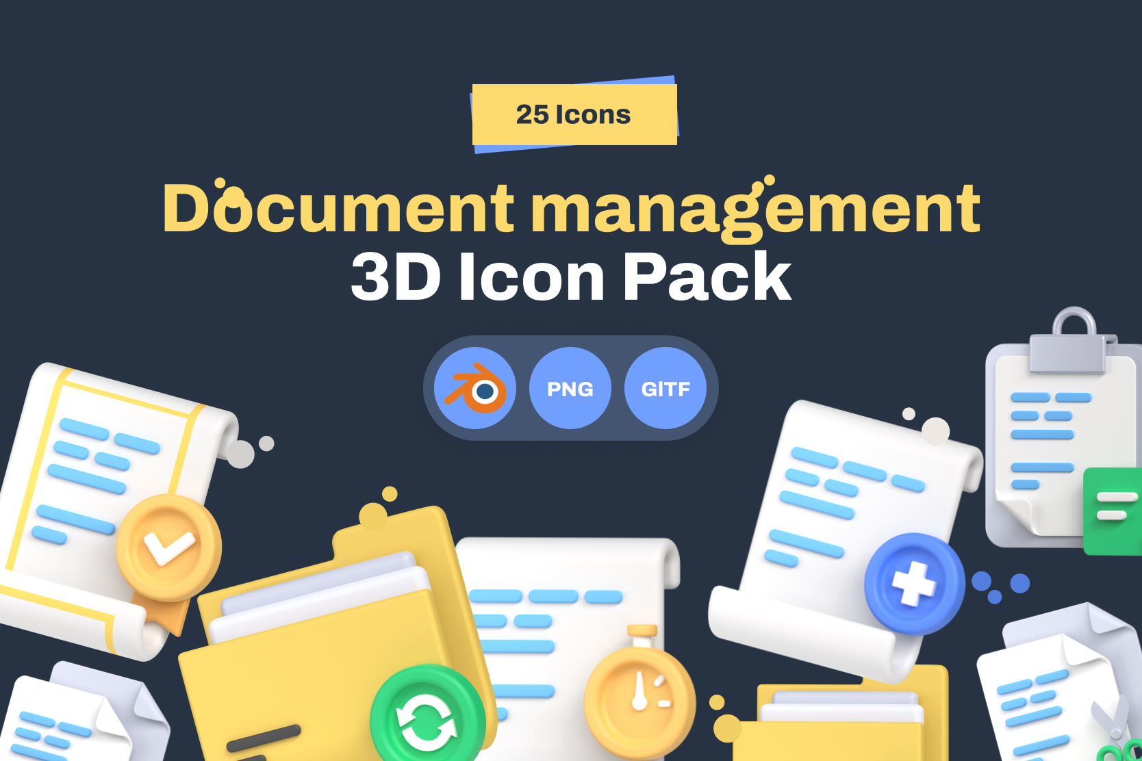 Premium Document Management 3D Illustration pack from Files & Folders ...