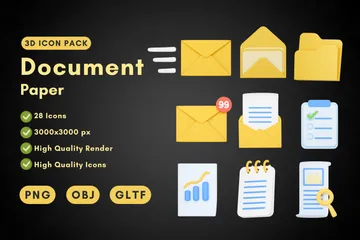Document Paper 3D Icon Pack