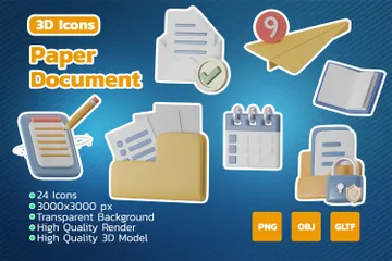 Document Paper 3D Icon Pack