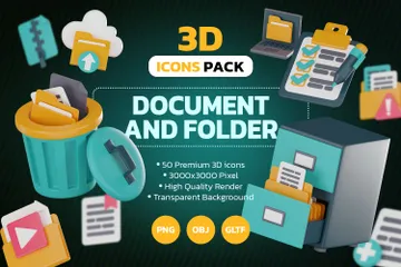 Documento y carpeta Paquete de Icon 3D