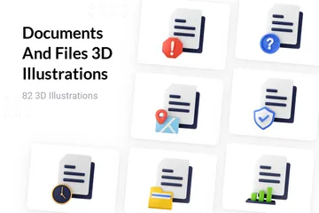 문서 및 파일 3D Illustration 팩