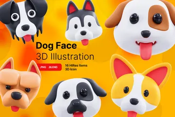 Dog Face Animal Avatar 3D Icon Pack