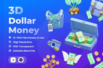 Dinheiro em dólar Pacote de Icon 3D