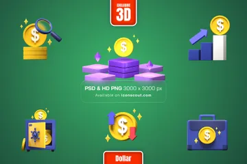 Moeda de dólar Pacote de Illustration 3D