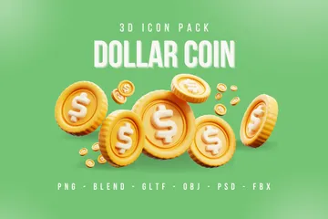 Dollar Coins 3D Icon Pack