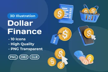 Finances en dollars Pack 3D Icon