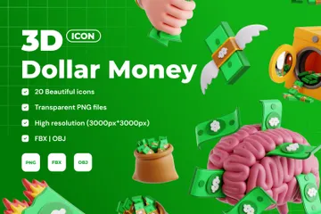 Dollar Money 3D Icon Pack