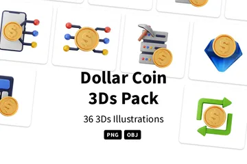 Pièce d'un dollar Pack 3D Icon