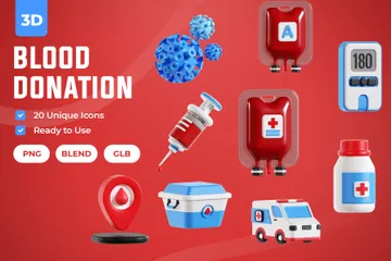 Donación de sangre Paquete de Icon 3D