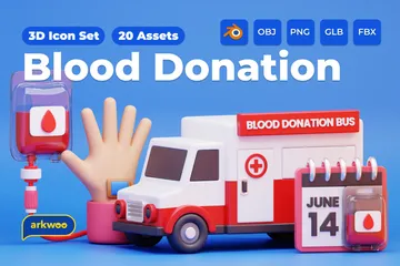 Donación de sangre Paquete de Icon 3D