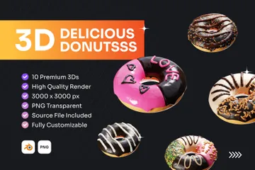 Donut Delicioso Pacote de Icon 3D