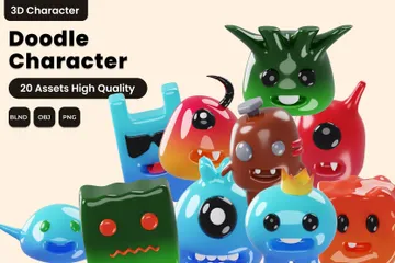 Doodle Character 3D Icon Pack