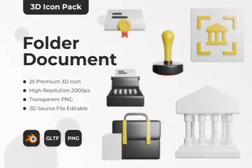 Dossier Document Pack 3D Icon