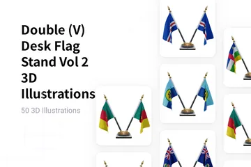 Double (V) Desk Flag Stand Vol 2 3D Flag Pack