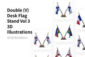 Double (V) Desk Flag Stand Vol 3 3D Illustration Pack
