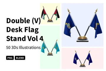Double (V) Desk Flag Stand Vol 4 3D Icon Pack