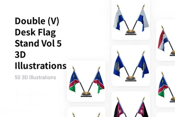 Double (V) Desk Flag Stand Vol 5 3D Flag Pack