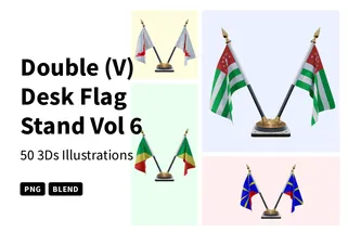 Double (V) Desk Flag Stand Vol 6