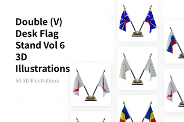 Double (V) Desk Flag Stand Vol 6 3D Flag Pack