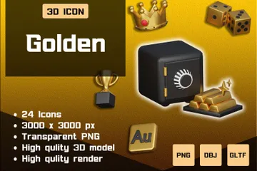 Dourado Pacote de Icon 3D