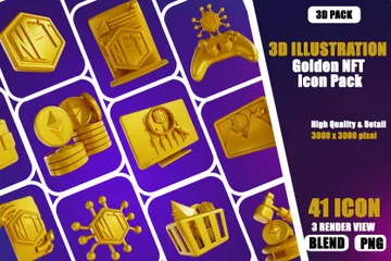NFT dourado Pacote de Icon 3D